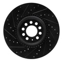 R1 00-06 Audi TT Quattro Front Right Drilled & Slotted Black Brake Rotor