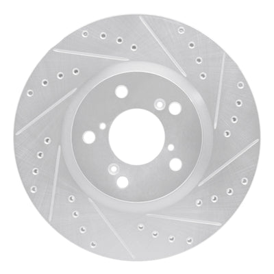 R1 06-14 Honda Ridgeline Front Right Drilled & Slotted Silver Brake Rotor