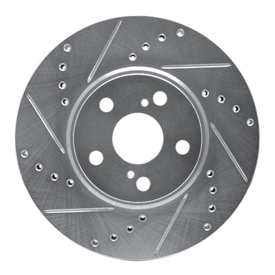R1 94-99 Toyota Celica Front Left Drilled & Slotted Silver Brake Rotor