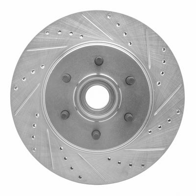 R1 04-08 Ford F-150 RWD Front Right Drilled & Slotted Silver Brake Rotor
