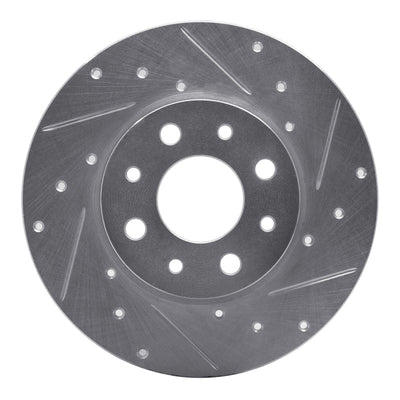 R1 13-19 Fiat 500E Rear Right Drilled & Slotted Silver Brake Rotor