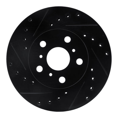 R1 87-91 Toyota Camry Front Left Drilled & Slotted Black Brake Rotor
