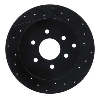 R1 05-12 Nissan Pathfinder Rear Right Drilled & Slotted Black Brake Rotor