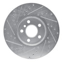 R1 16-24 Mini Cooper Clubman Front Right Drilled & Slotted Silver Brake Rotor