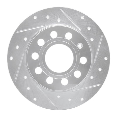 R1 10-19 Audi A3 Rear Right Drilled & Slotted Silver Brake Rotor