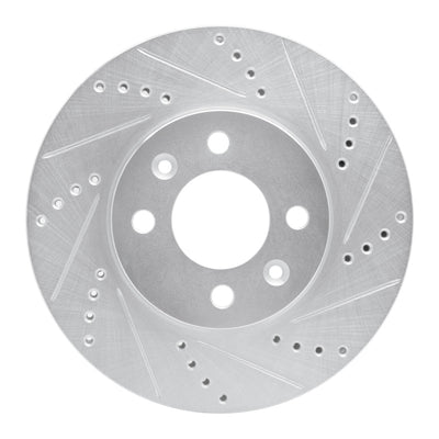R1 88-98 Saab 9000 Front Right Drilled & Slotted Silver Brake Rotor
