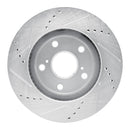 R1 06-18 Lexus HS250H Front Right Drilled & Slotted Silver Brake Rotor
