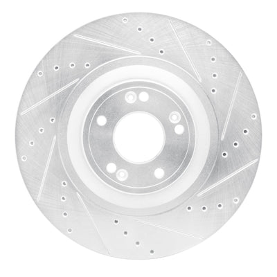 R1 12-17 Genesis G80 Front Right Drilled & Slotted Silver Brake Rotor