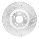 R1 12-17 Genesis G80 Front Right Drilled & Slotted Silver Brake Rotor