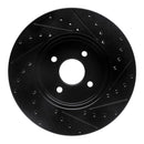 R1 02-04 Ford Focus Front Left Drilled & Slotted Black Brake Rotor