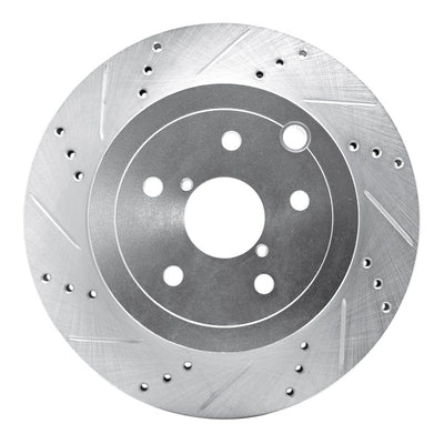 R1 08-20 Subaru Impreza Rear Left Drilled & Slotted Silver Brake Rotor