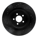 R1 06-23 Dodge Charger Rear Right Drilled & Slotted Black Brake Rotor