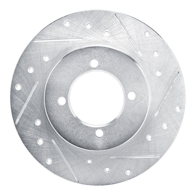 R1 75-82 Nissan 610 Front Right Drilled & Slotted Silver Brake Rotor