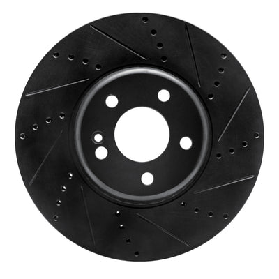 R1 15-23 Mercedes-Benz E250 Front Right Drilled & Slotted Black Brake Rotor