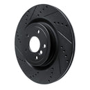 R1 16-24 Jaguar XF Rear Left Drilled & Slotted Black Brake Rotor