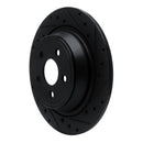 R1 15-24 Ford Fusion Rear Right Drilled & Slotted Black Brake Rotor