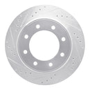 R1 12-21 Nissan NV1500 Rear Left Drilled & Slotted Silver Brake Rotor