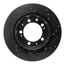 R1 86-95 Porsche 928 Rear Left Drilled & Slotted Black Brake Rotor