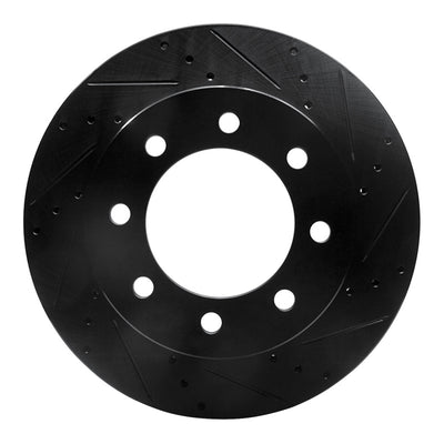 R1 03-08 Dodge Ram 3500 Front Right Drilled & Slotted Black Brake Rotor