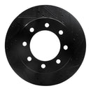 R1 03-08 Dodge Ram 3500 Front Right Drilled & Slotted Black Brake Rotor