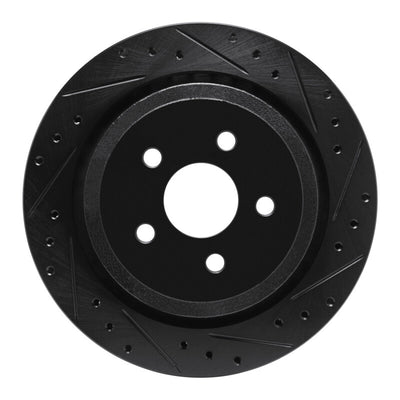 R1 89-95 Chrysler LeBaron Rear Right Drilled & Slotted Black Brake Rotor