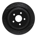 R1 89-95 Chrysler LeBaron Rear Right Drilled & Slotted Black Brake Rotor