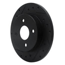 R1 91-98 Saturn SC2 Rear Left Drilled & Slotted Black Brake Rotor
