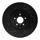 R1 08-24 Infiniti G37 Front & Rear Drilled & Slotted Black Brake Rotor Set