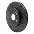 R1 95-00 Lexus LS400 Front Left Drilled & Slotted Black Brake Rotor
