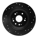R1 10-15 Honda Crosstour Rear Left Drilled & Slotted Black Brake Rotor