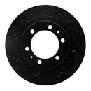 R1 03-23 Toyota Tacoma Front Left Drilled & Slotted Black Brake Rotor
