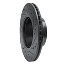 R1 89-95 BMW 530I Front Left Drilled & Slotted Black Brake Rotor