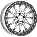 Raceline A14SB Alpha 17x7in/5x114.3 BP/25mm Offset/114.3mm Bore - Silver & Blk Ring Beadlock Wheel
