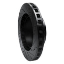 R1 86-91 Porsche 928 Right Front Drilled & Slotted Black Brake Rotor