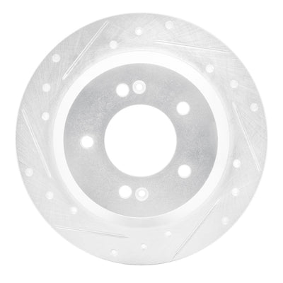 R1 14-23 Hyundai Kona Rear Left Drilled & Slotted Silver Brake Rotor