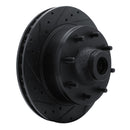 R1 78-97 Dodge B200 / B200 Van / B250 Front Left Drilled & Slotted Black Brake Rotor