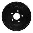 R1 03-11 Ford Crown Victoria Rear Left Drilled & Slotted Black Brake Rotor