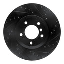 R1 01-08 BMW 330I Front Right Drilled & Slotted Black Brake Rotor