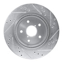 R1 2015-2025 Subaru Outback Rear Left Drilled & Slotted Silver Brake Rotor