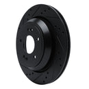 R1 11-17 Hyundai Equus Rear Left Drilled & Slotted Black Brake Rotor