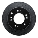R1 07-09 Kia Sorento Rear Left Drilled & Slotted Black Brake Rotor