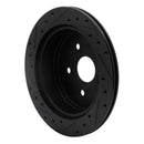 R1 86-97 Toyota Previa Rear Right Drilled & Slotted Black Brake Rotor