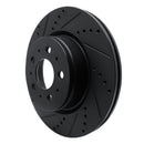 R1 17-25 Tesla Model 3 Front Left Drilled & Slotted Black Brake Rotor
