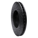 R1 95-01 BMW 750IL Front Right Drilled & Slotted Black Brake Rotor