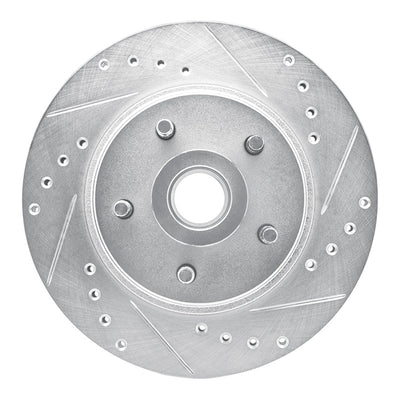 R1 82-87 Ford Mustang Front Right Drilled & Slotted Silver Brake Rotor