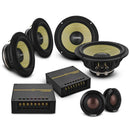 DS18 Dlx Qlty 6.5in+3.5in+2.2in 3-Way 180 Watt RMS 4 ohm Ylw Straw + Composite Foam Cone Neodymium