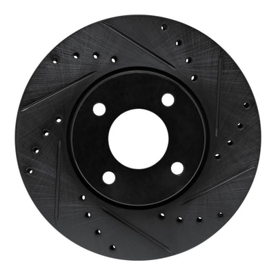 R1 17-25 Nissan Versa Front Right Drilled & Slotted Black Brake Rotor