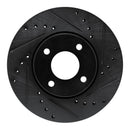 R1 17-25 Nissan Versa Front Right Drilled & Slotted Black Brake Rotor