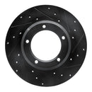 R1 74-99 Land Rover Defender 110 Front Right Drilled & Slotted Black Brake Rotor