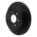 R1 05-25 Nissan Frontier Rear Left Drilled & Slotted Black Brake Rotor